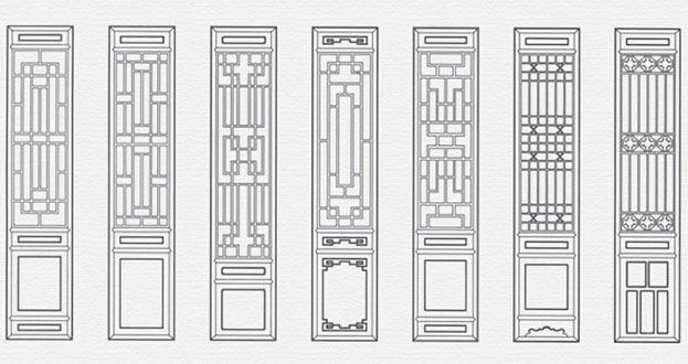 洛川常用中式仿古花窗图案隔断设计图