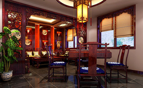 洛川古典中式风格茶楼包间设计装修效果图